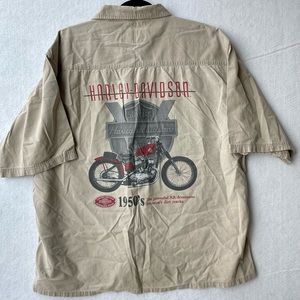 Harley Davidson Men’s Shirt 2XL Short Sleeve Button Down Distressed Shirt